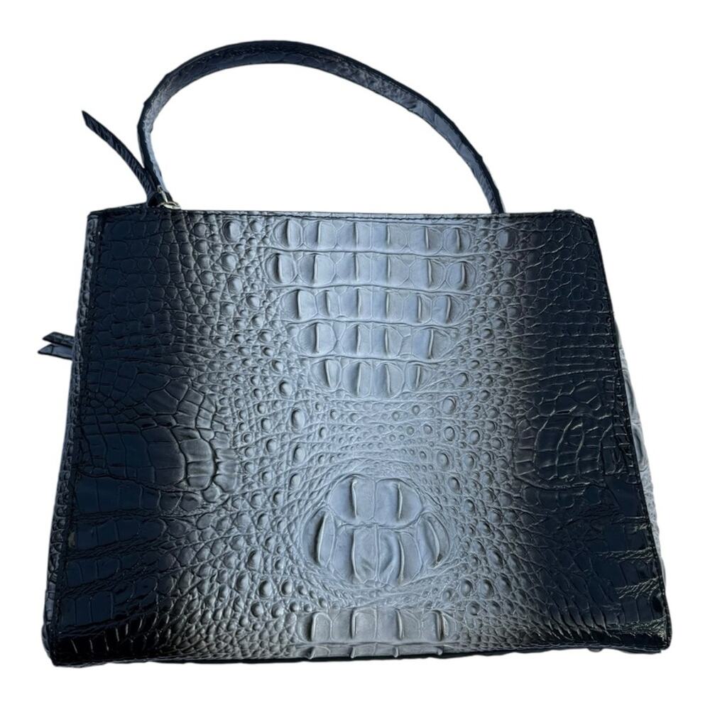 Black White and Gray Faux Crocodile Crossbody Bag Purse - Picture 2 of 6